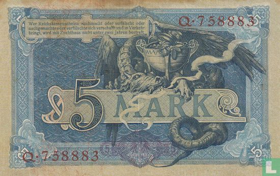 Reichsschuldenverwaltung, 5 Mark 1904 (A) - Image 2