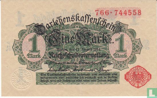 Reichsschadenverwaltung, 1 Mark 1914 (P.50 - Ros.51b) - Image 1