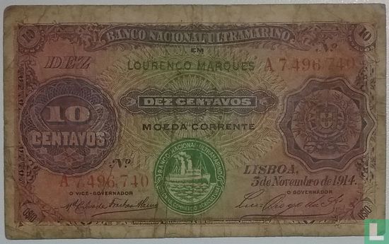 Mozambique 10 Centavos 1914 - Image 1