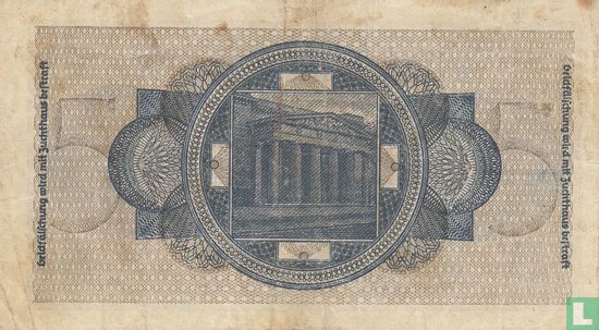 Reichskreditkassen, 5 Reichsmark ND (1939) (B) - Image 2