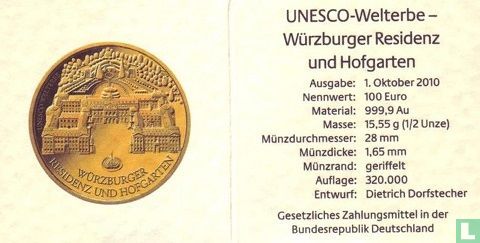 Allemagne 100 euro 2010 (A) "Würzburg Residence" - Image 3