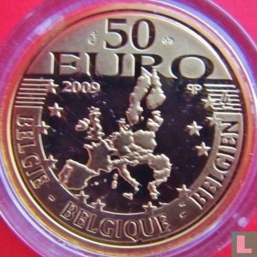 België 50 euro 2009 (PROOF) "500 years edition of Erasmus novel - The praise of folly" - Afbeelding 1