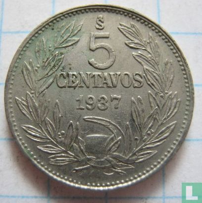 Chili 5 centavos 1937 - Image 1