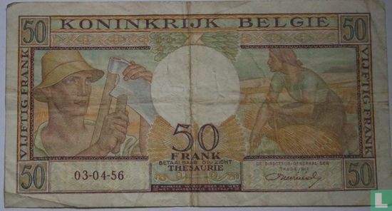 België 50 Frank 1956 - Afbeelding 1