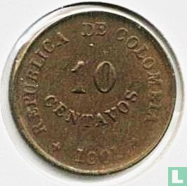 Colombia 10 centavos 1901 (leprosarium coinage) - Image 1