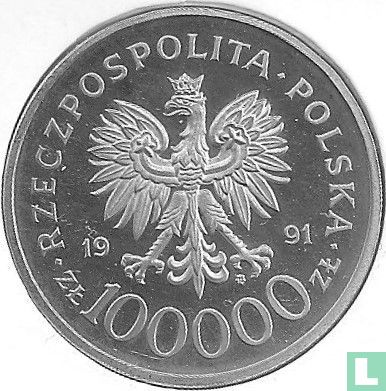 Pologne 100000 zlotych 1991 (BE) "Polish pilots in Battle of Britain" - Image 1