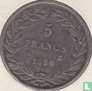 Frankrijk 5 francs 1830 (Louis Philippe I - Tekst excuse - A) - Afbeelding 1