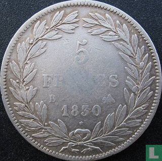 France 5 francs 1830 (Louis Philippe I - Texte incus - B) - Image 1