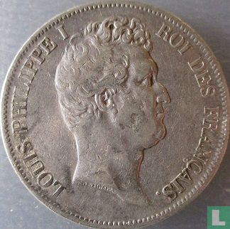 France 5 francs 1830 (Louis Philippe I - Incuse text - W) - Image 2