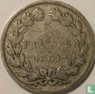 Frankrijk 5 francs 1831 (Tekst incuse - Gelauwerde hoofd - BB) - Afbeelding 1