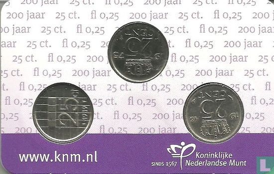 Pays-Bas 25 cent (coincard) "3 vorstinnen kwartjes" - Image 1