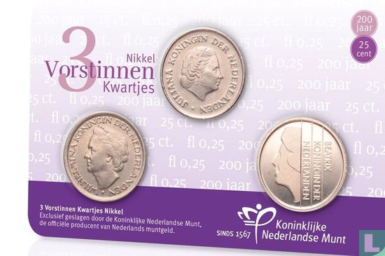 Netherlands 25 cent (coincard) "3 vorstinnen kwartjes" - Image 2
