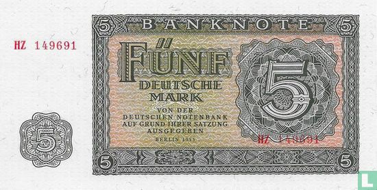 DDR 5 Deutsche Mark 1955 - Bild 1