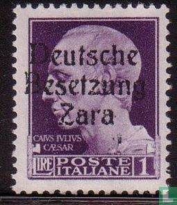 Aufdruck auf italienischen Briefmarken