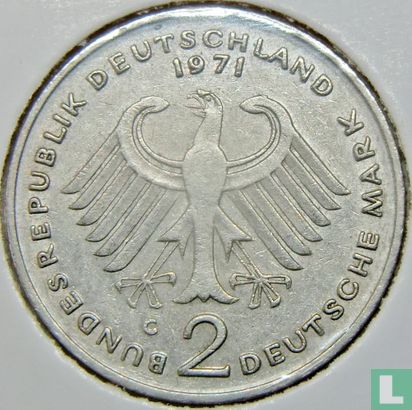 Allemagne 2 mark 1971 (G - Theodor Heuss) - Image 1