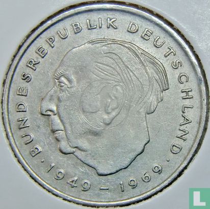 Allemagne 2 mark 1971 (G - Theodor Heuss) - Image 2