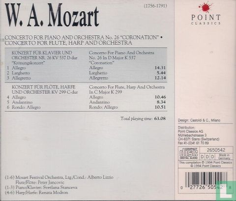 W.A. Mozart Concerto for Piano and Orchestra No.26 "Coronation", Concerto for Flute, Harp and Orchestra - Afbeelding 2