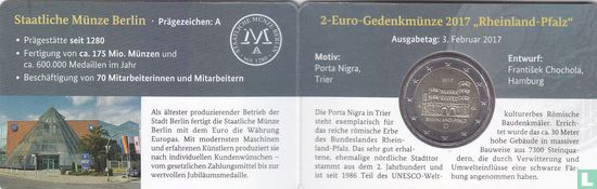 Duitsland 2 euro 2017 (coincard - A) "Rheinland - Pfalz" - Afbeelding 2