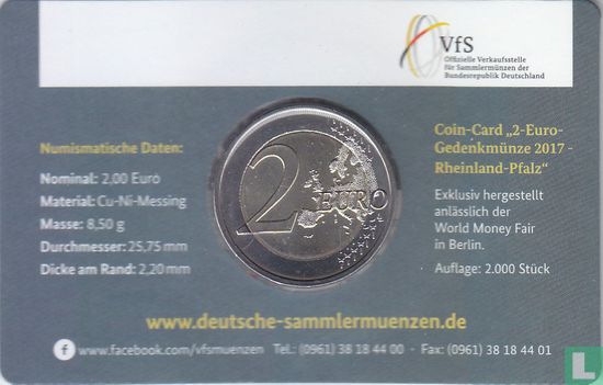 Duitsland 2 euro 2017 (coincard - A) "Rheinland - Pfalz" - Afbeelding 3