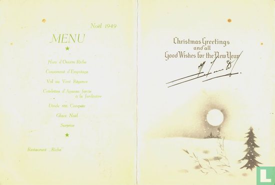 Menu Restaurant "Riche" Noël 1949 - Bild 2