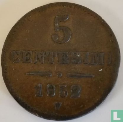 Lombardy-Venetia 5 centesimi 1852 (V) - Image 1