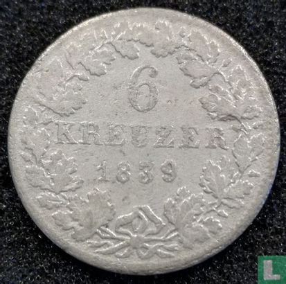 Württemberg 6 kreuzer 1839 - Afbeelding 1