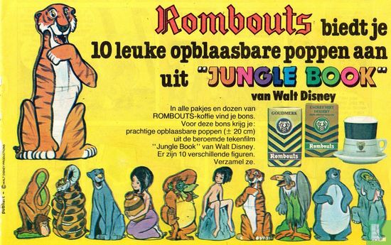 Rombouts biedt je 10 leuke opblaasbare poppen aan uit ''Jungle Book'' van Walt Disney