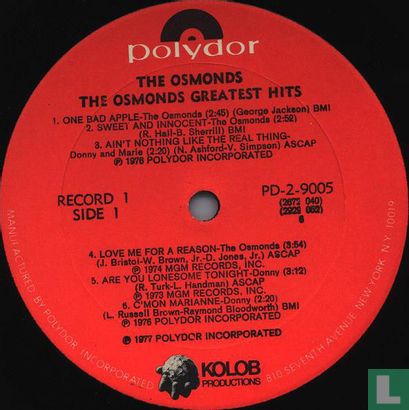 The Osmonds Greatest Hits - Afbeelding 3