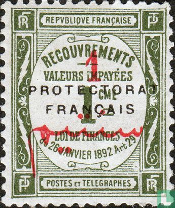 Franse portzegel met opdruk 
