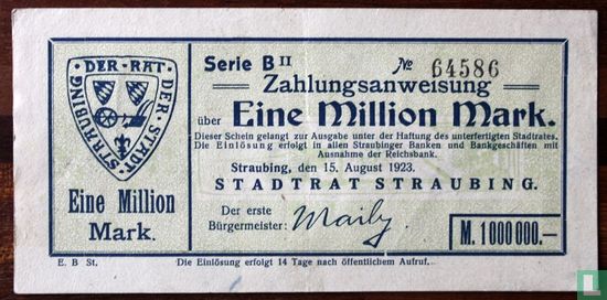Straubing 1 Million Mark 1923 - Afbeelding 1