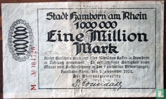 Hamborn 1 Million Mark 1922 - Image 1