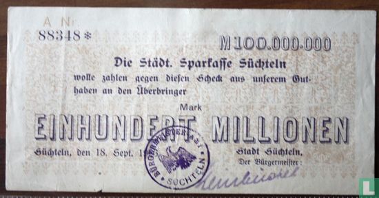 Süchteln 100 Million Mark 1923 - Image 1