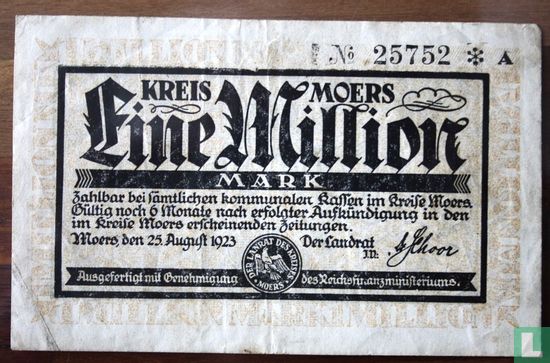 Moers 1 Million Mark 1923 - Afbeelding 1