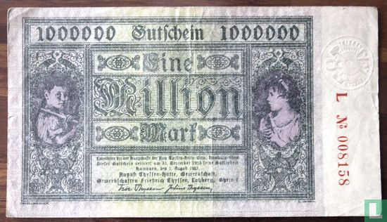 Hamborn 1 Million Mark 1923 - Afbeelding 1