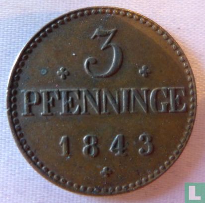 Mecklenburg-Schwerin 3 pfenninge 1843 - Afbeelding 1