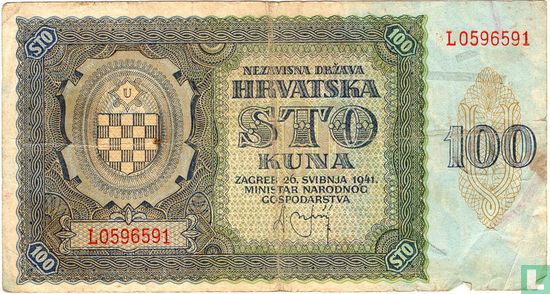 Croatia 100 Kuna 1941 - Image 1