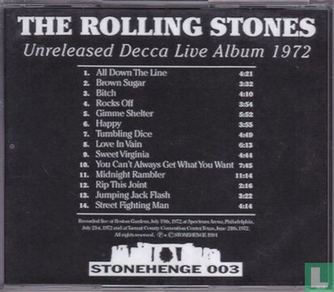 Unreleased Decca Live Album 1972 - Afbeelding 2