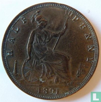 United Kingdom ½ penny 1891 - Image 1