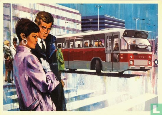 Bus in stad - Afbeelding 1