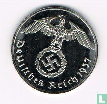 Deutsches Reich Paul van Hindenburg zilverkleurige munt 1937 replica - Afbeelding 2