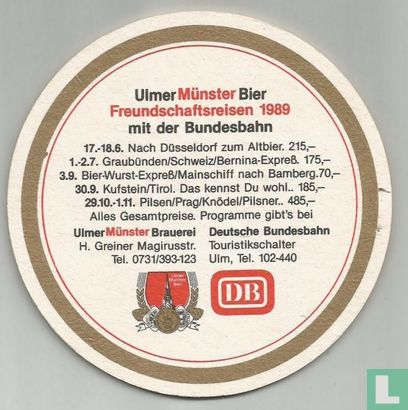 Ulmer Münster Bier Freunschaftsreisen 1989 mit der Bundesbahn - Afbeelding 1