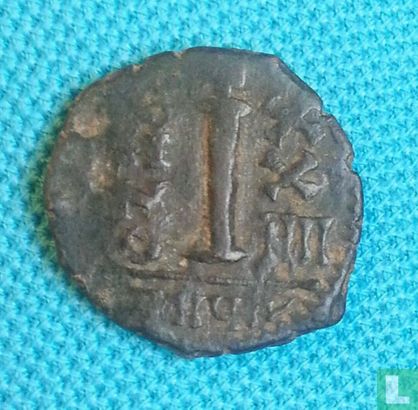 Byzantinischen Reich  AE20, 1/4 follis, decanummium  (Justinian I, Antioch-THUP, jahr 24)  551 CE - Bild 1