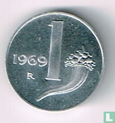 Italy 1 lira 1969 - Image 1