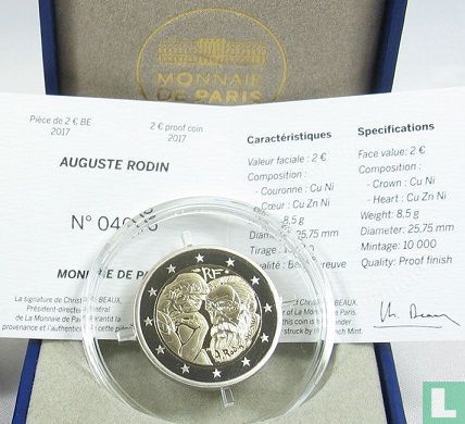 France 2 euro 2017 (PROOF) "100th anniversary of the death of Auguste Rodin" - Image 3