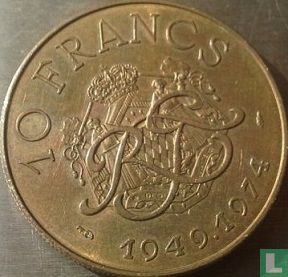 Monaco 10 francs 1974 "25th anniversary of Reign of Prince Rainier III" - Afbeelding 1