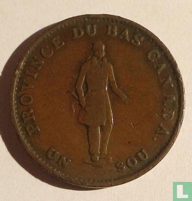 Lower Canada 1 sou 1837 ( La Banque Du Peuple) - Afbeelding 2