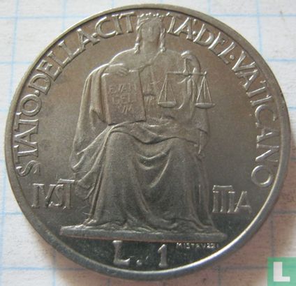 Vatican 1 lira 1942 - Image 2