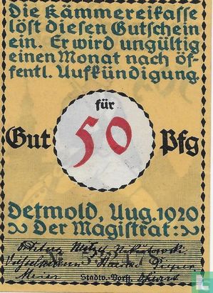 Detmold, Stadt - 50 Pfennig 1920 (2b) - Image 1