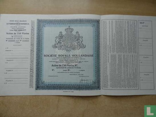 Koninklijke Nederlandsche Papierfabriek - Aandeel 750 gulden, Maastricht 1948  - Image 3
