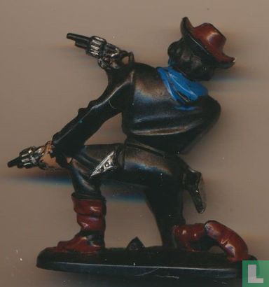 Cowboy kneeling with 2 revolvers (Black) - Image 2